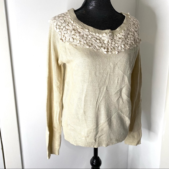 Blu Pepper Crochet Knit Sweater - Picture 1 of 11